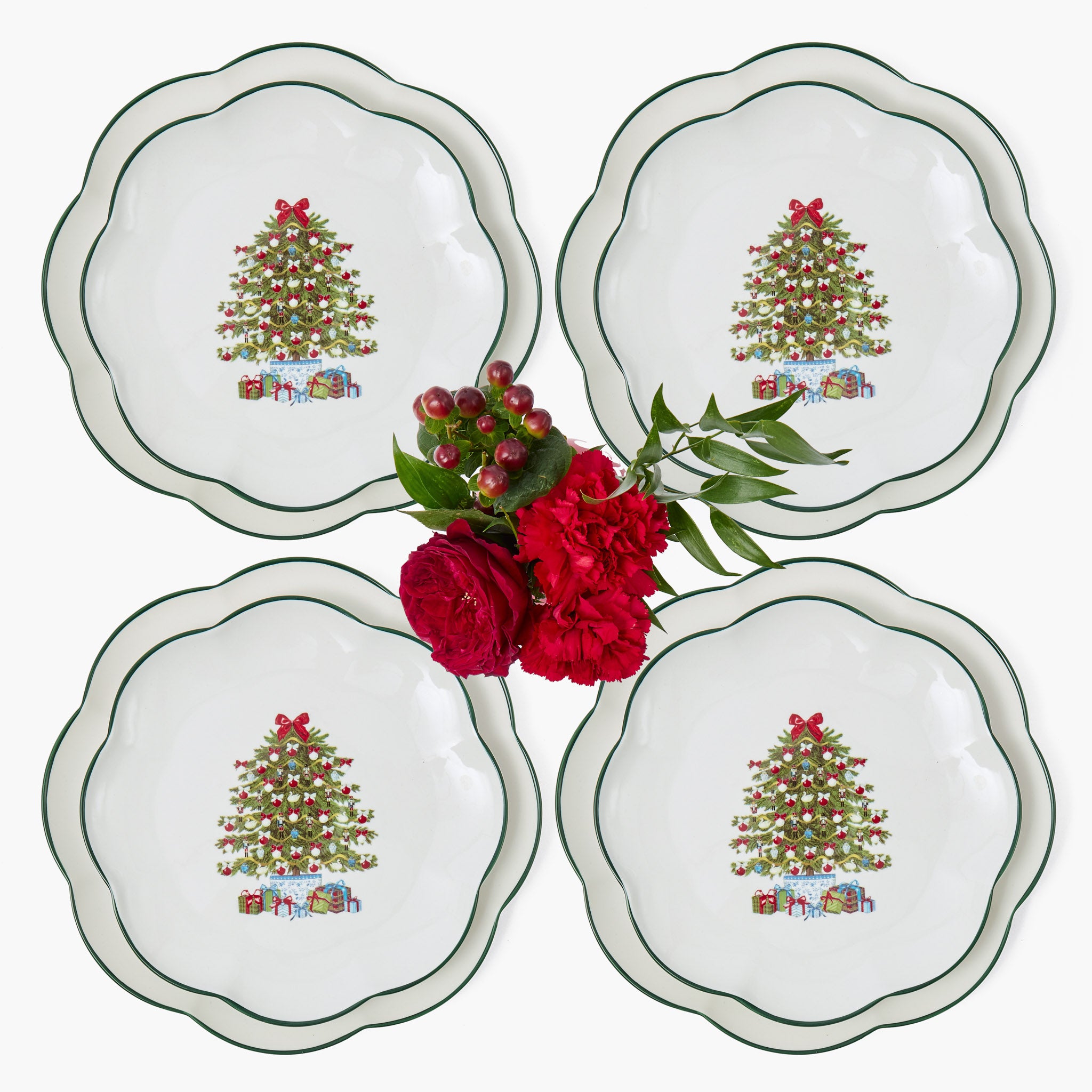 Mrs. Alice Christmas Tree Dinner & Starter Plates (Set of 8)