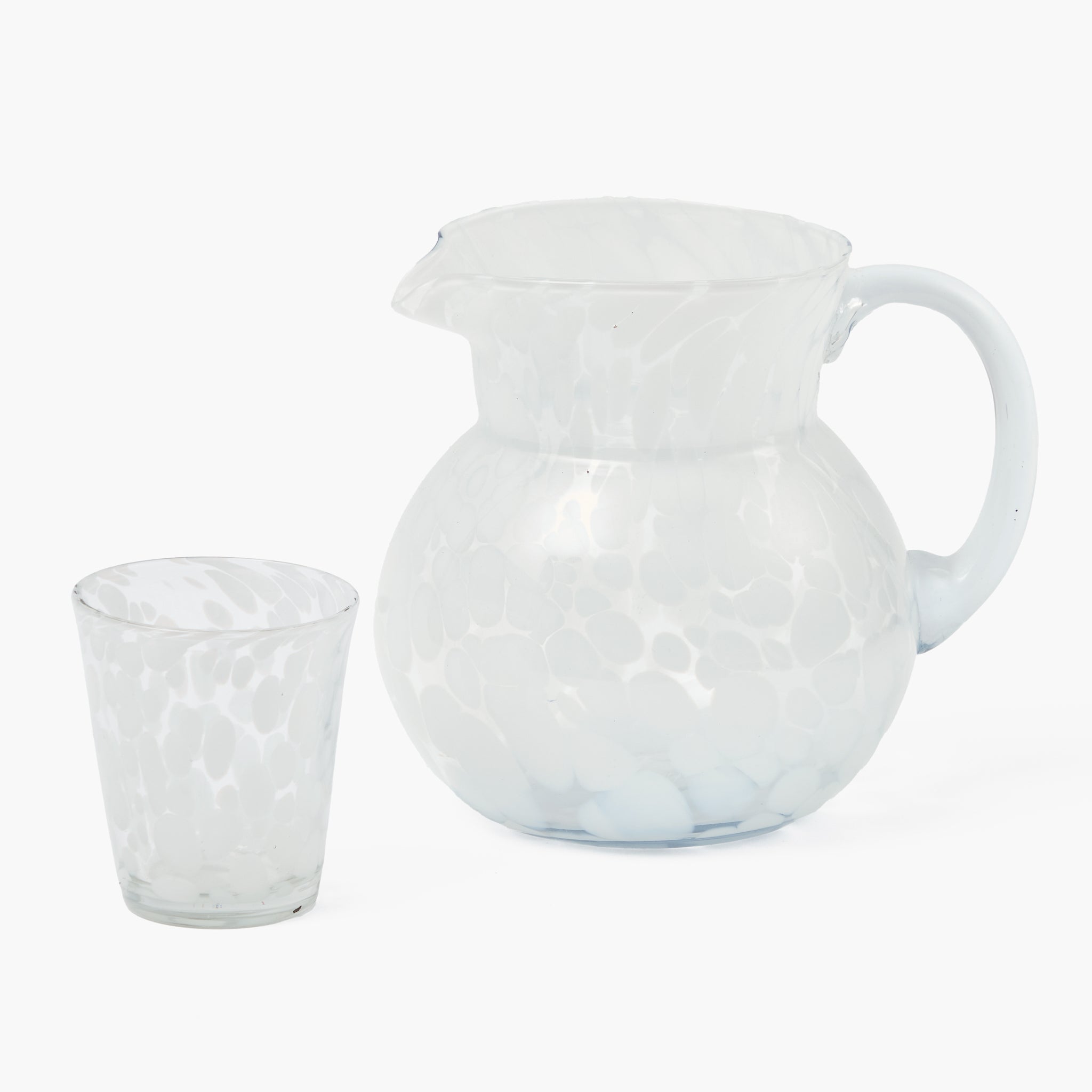 Dappled White Glasses & Jug Set