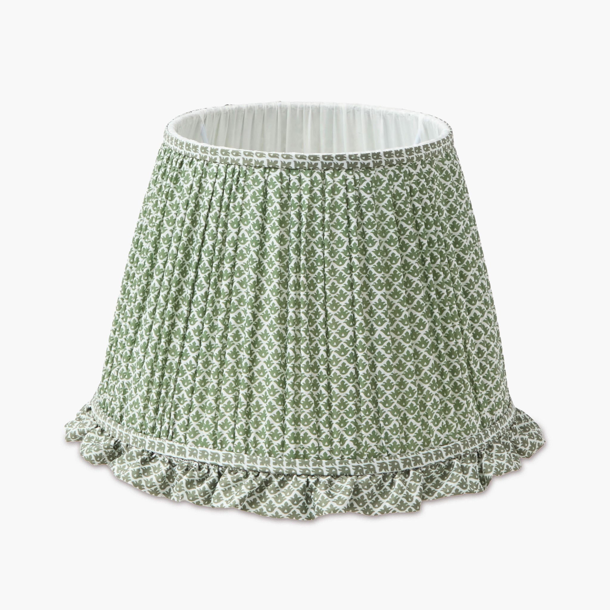 Olive Parrot Lamp with Olive Lotus Ruffle Shade (30cm)