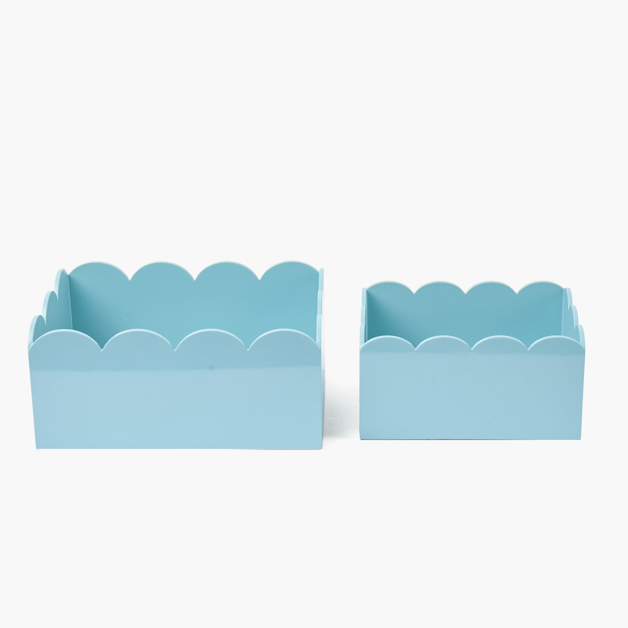 Soft Blue Lacquer Storages Boxes (Set of 2)
