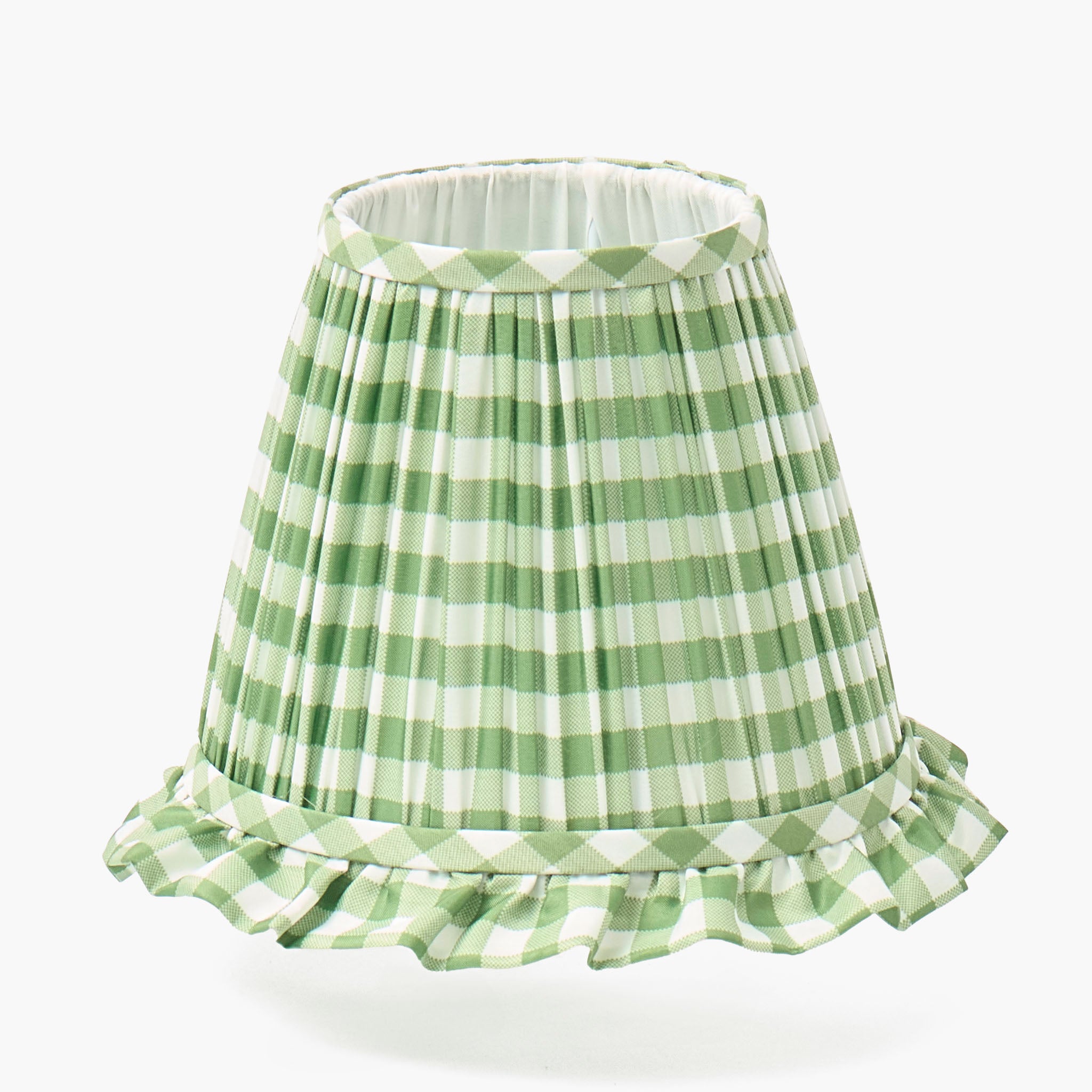 Olive Gingham Ruffle Lampshade (18cm)