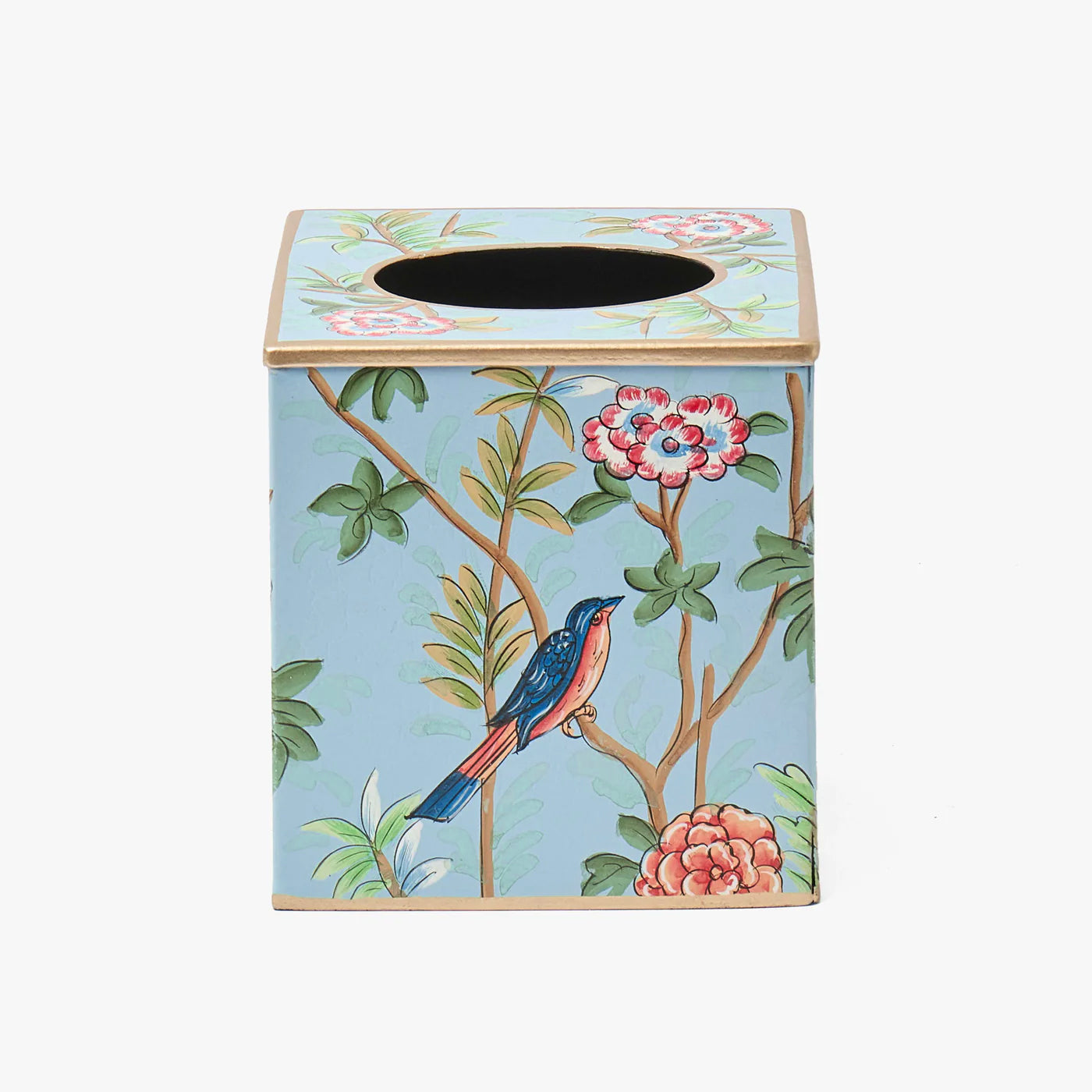 Blue Chinoiserie Tole Tissue Box