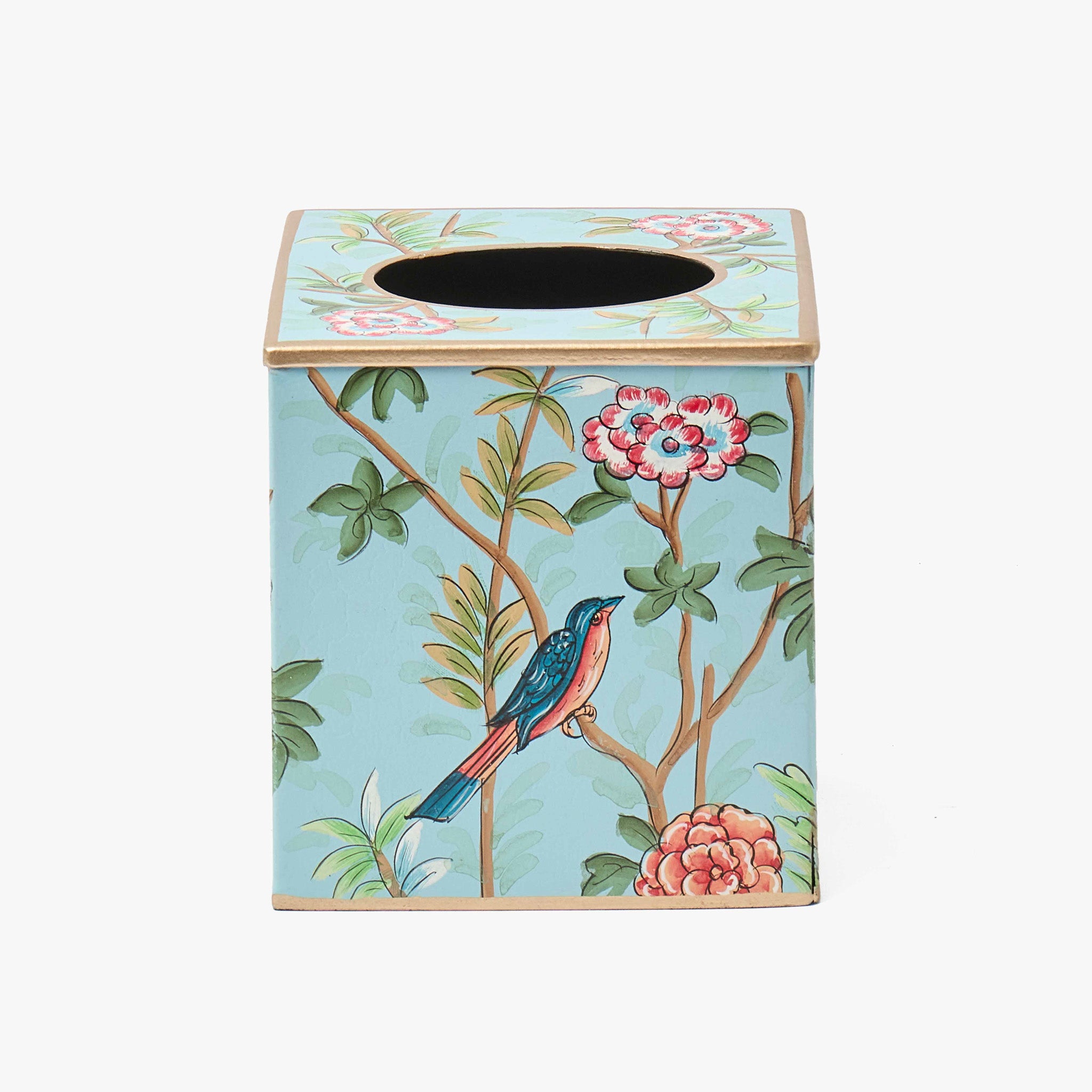 Blue Chinoiserie Tole Tissue Box