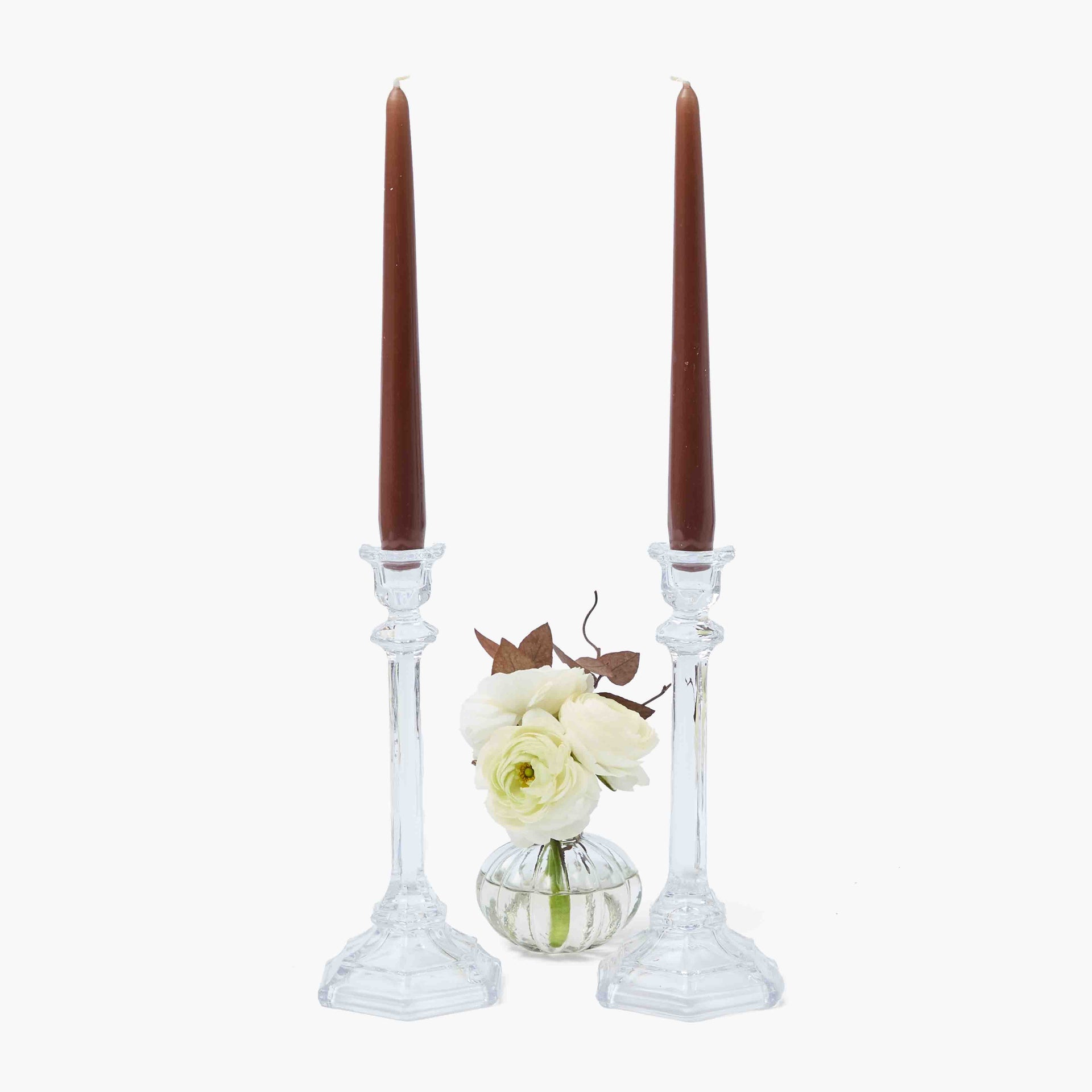 Glass Column Candle Holders (Pair)