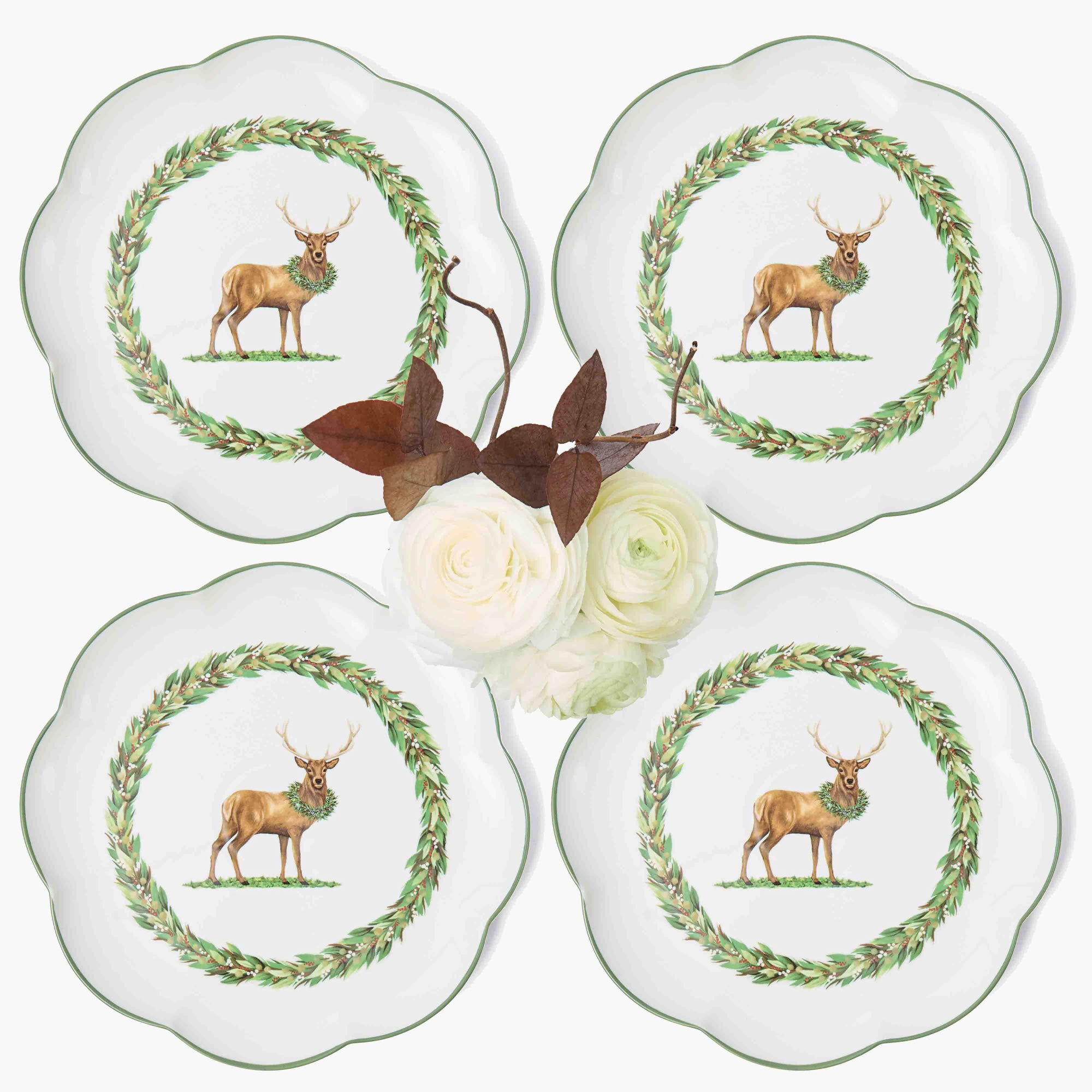 Stag Garland Dinner Plates (Set of 4)