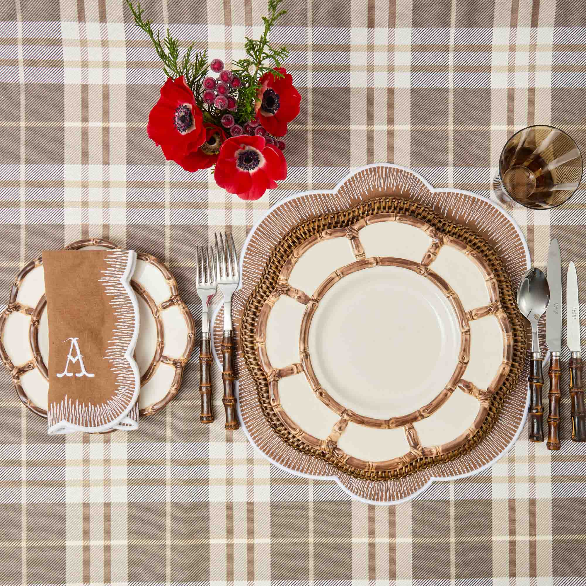 Petal Burnt Bamboo Dinner Plate