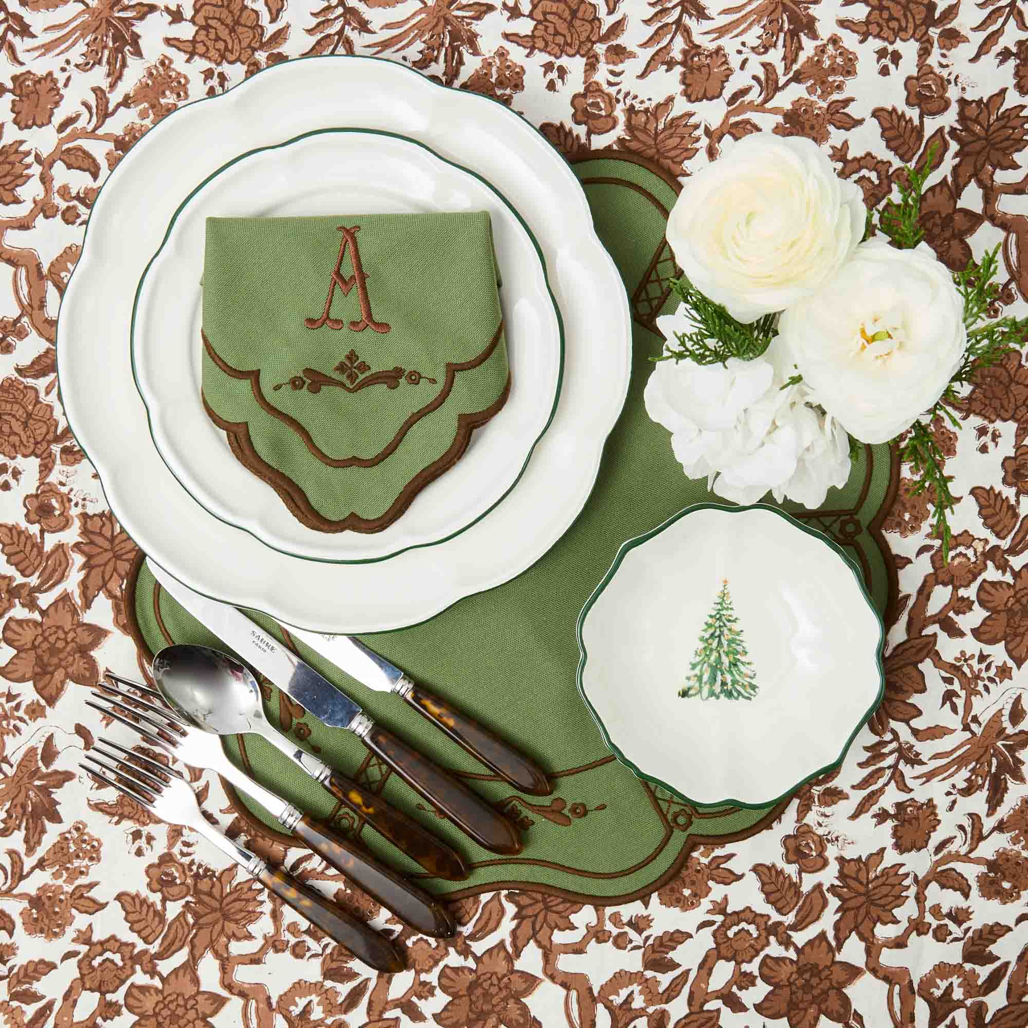 Doris Green & Chocolate Napkins (Set of 4)