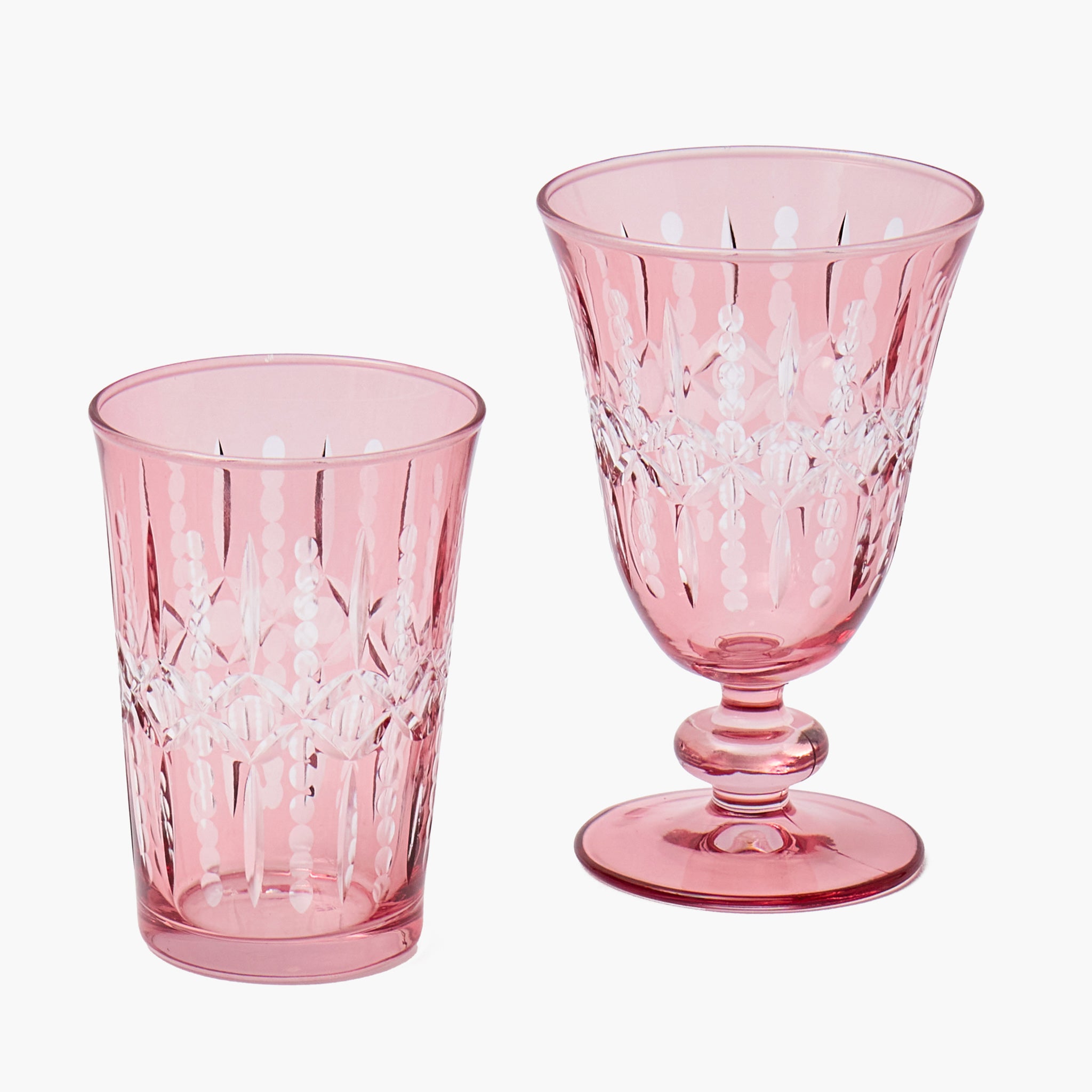 Pink Chloe Engraved Glassware (Set of 8)