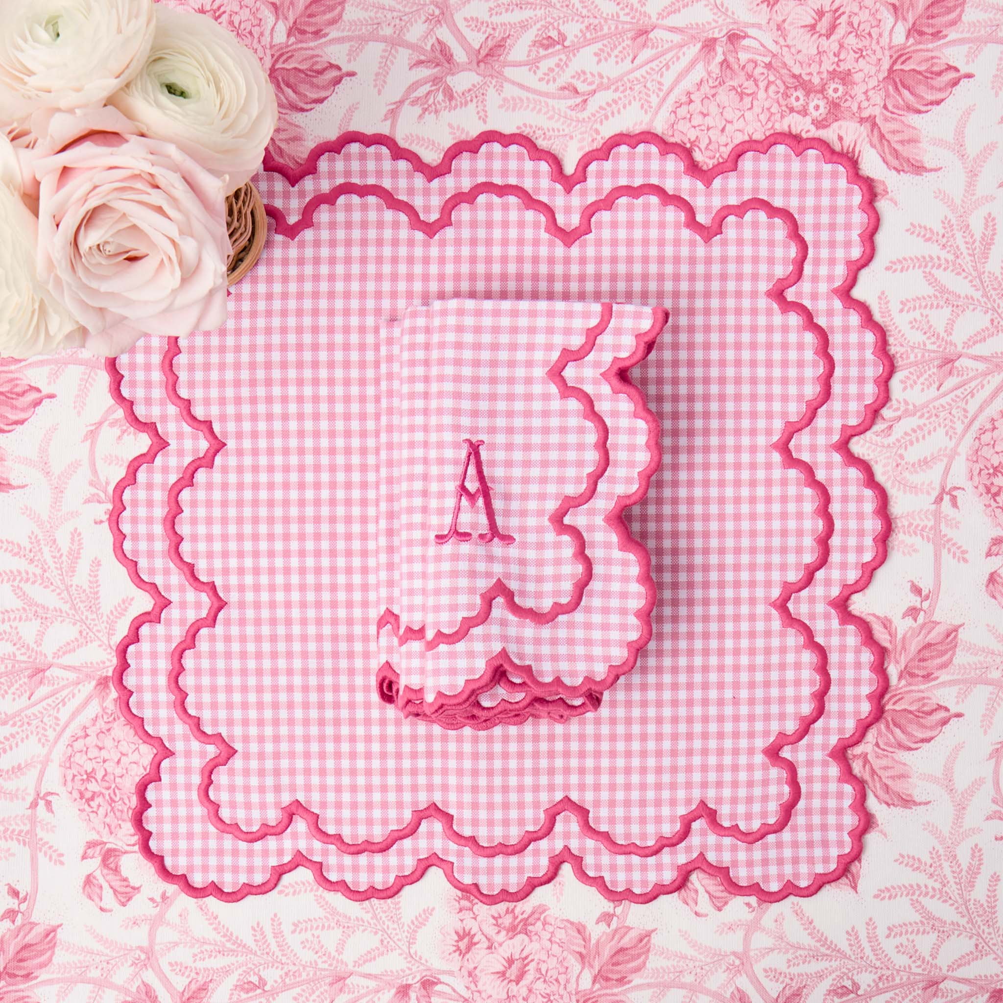 Charlotte Pink Gingham Placemats & Napkins (Set of 4)