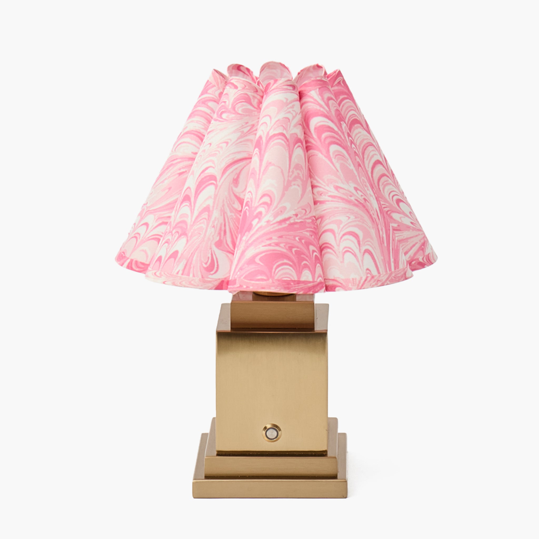 Square Rechargeable Lamp with Pink Estella Shade (22cm)