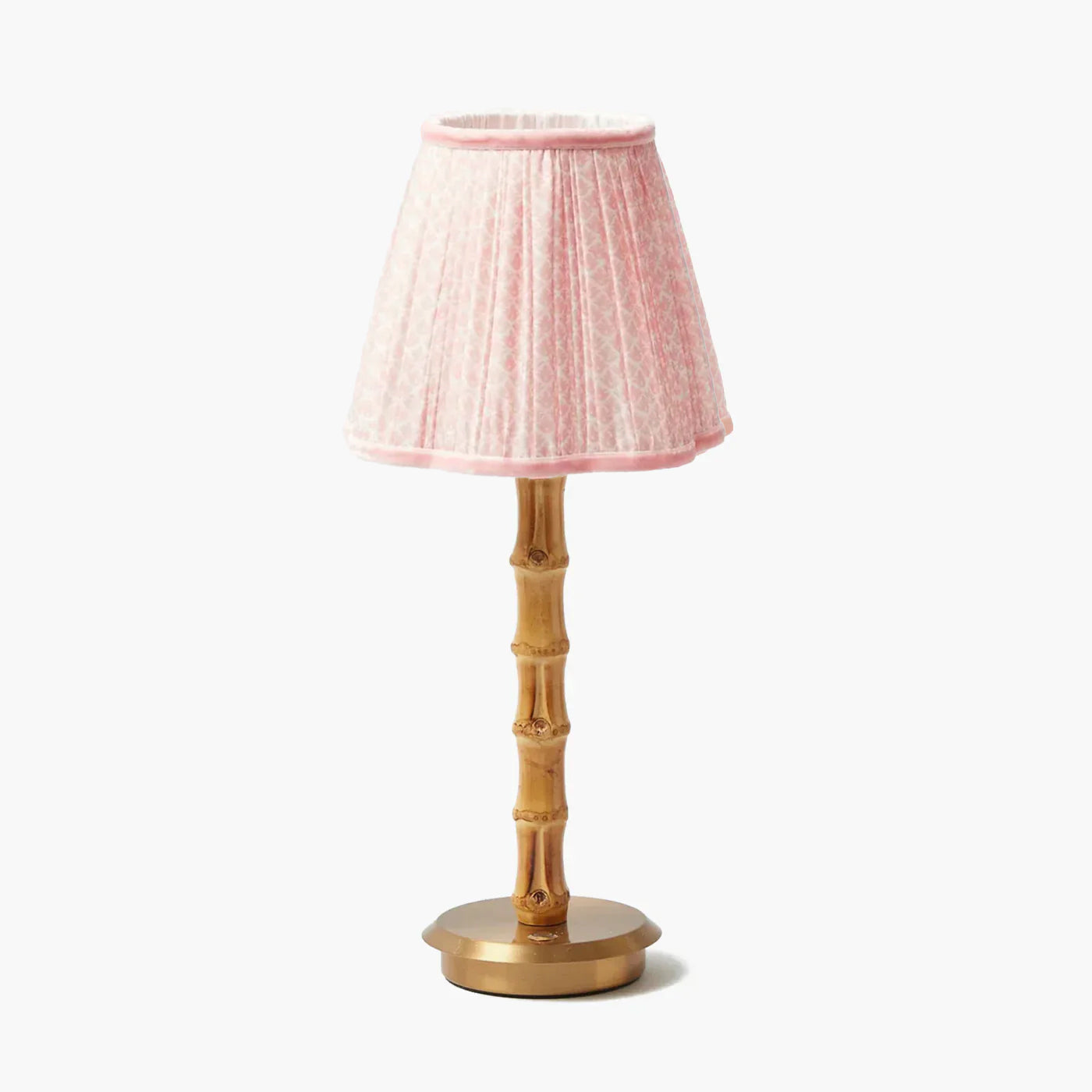 Rechargeable Bamboo Lamp with Pink Lotus Shade (18cm)