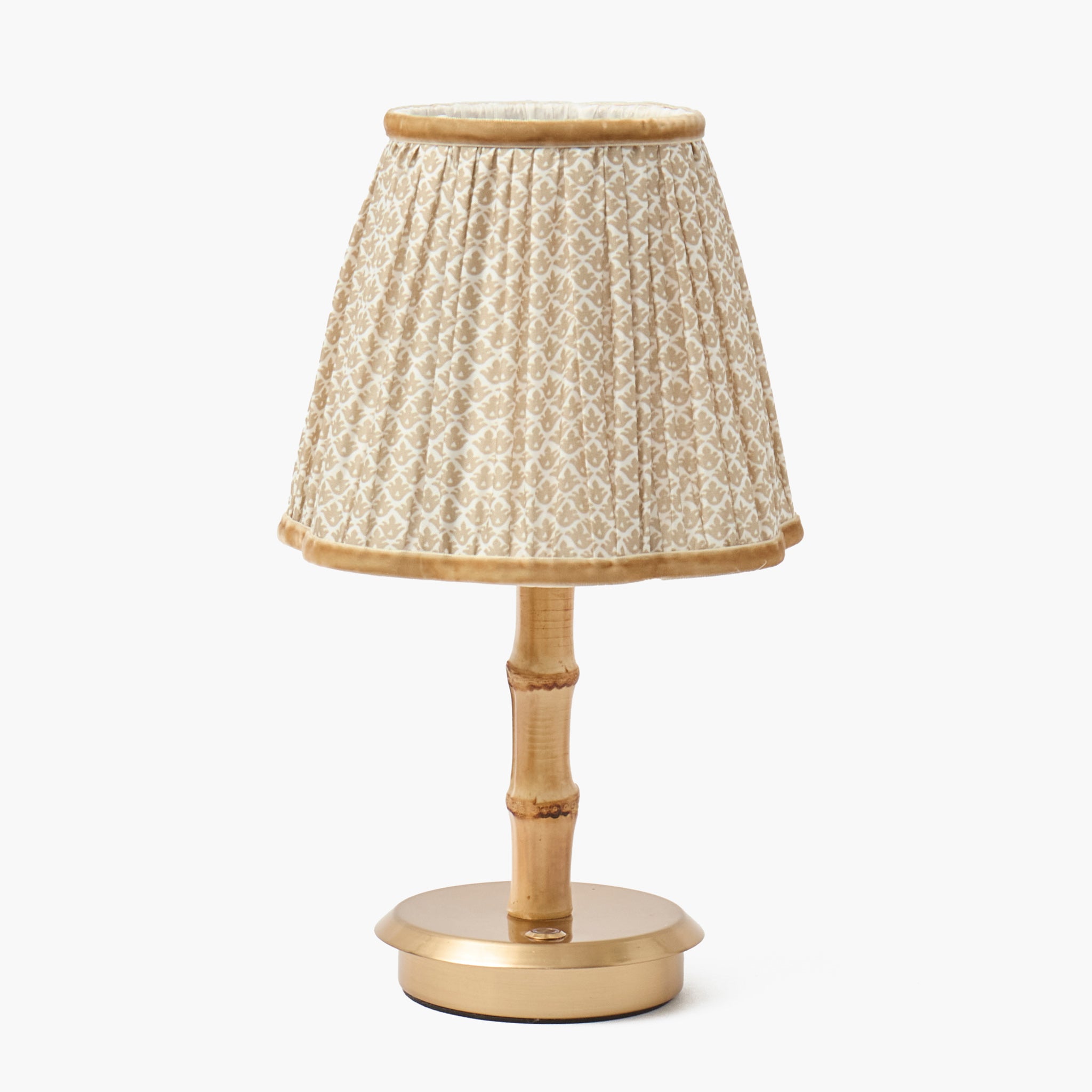 Short Bamboo Rechargeable Lamp with Putty Lotus Shade (18cm)
