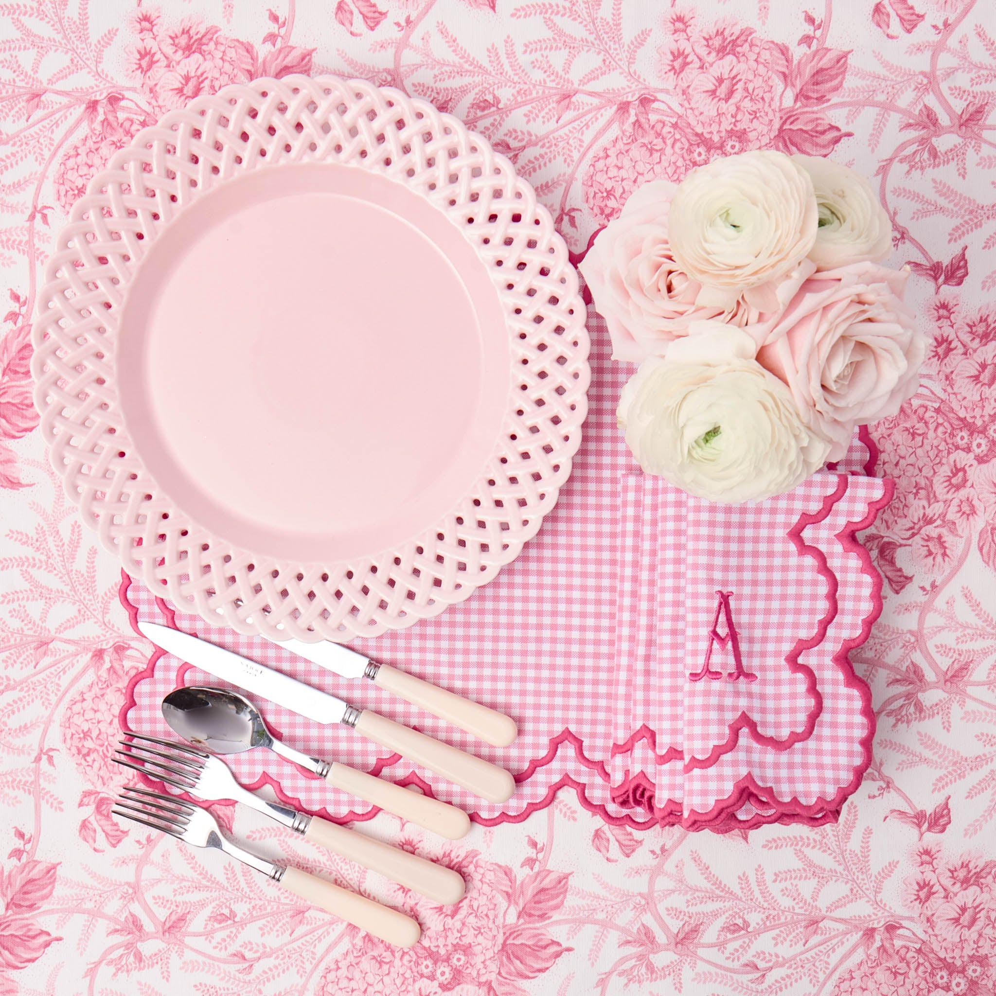 Pink Basketweave Dinner Plate