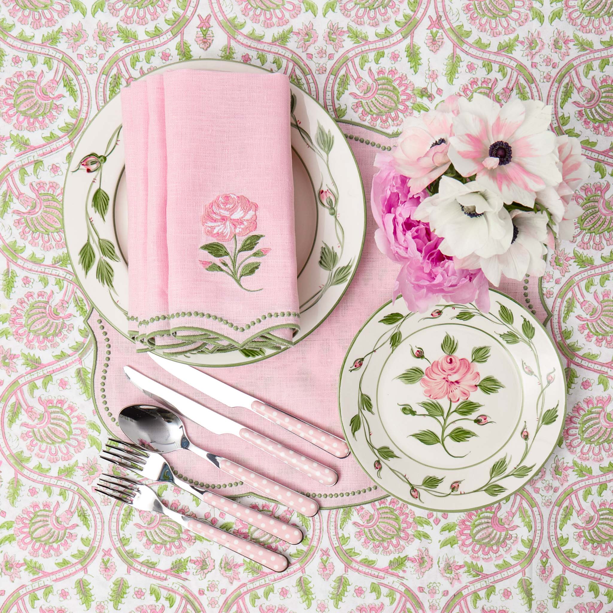 Pink & Green Agatha Tablecloth