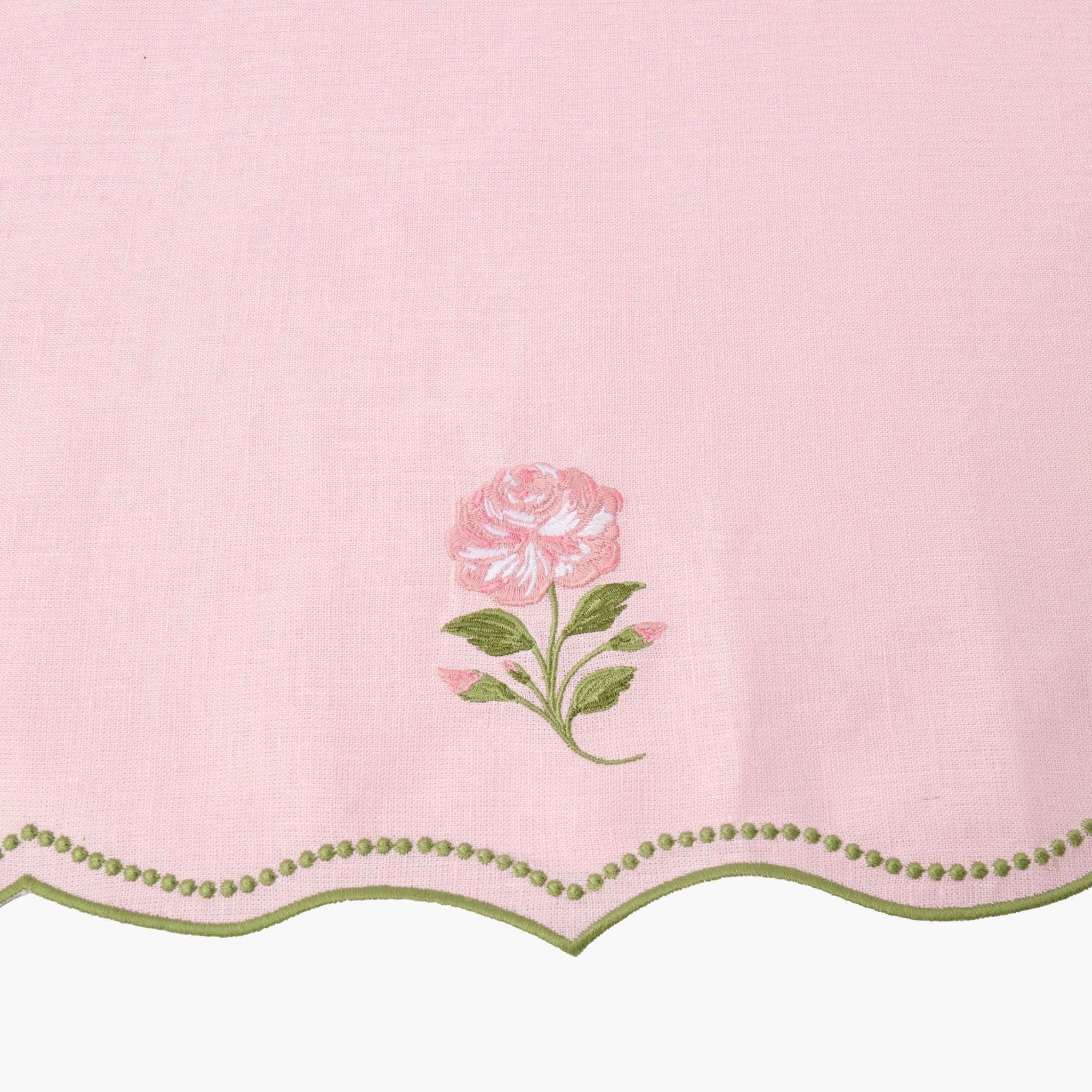 Pink Rose Linen Embroidered Napkins (Set of 4)