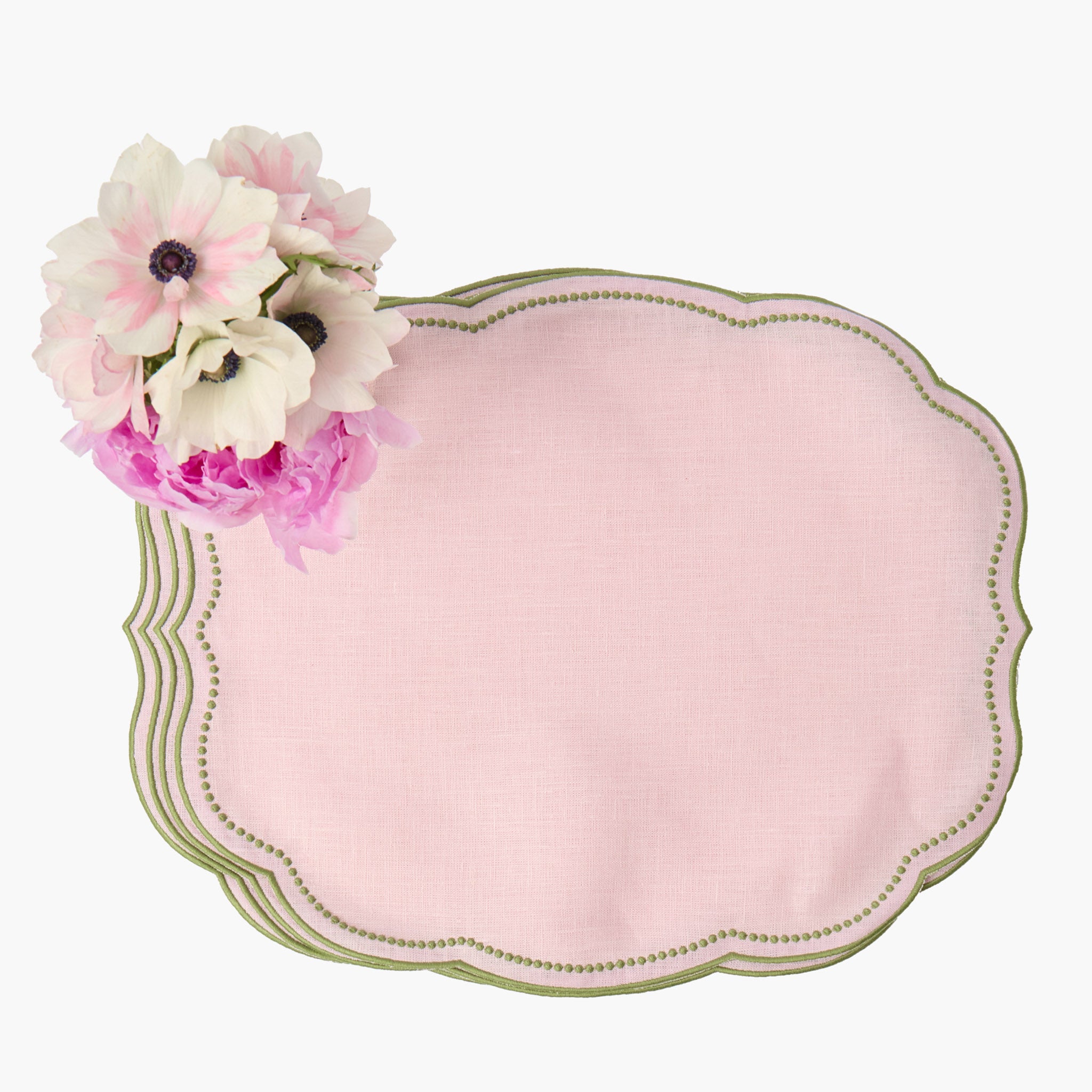 Eloise Pink & Green Linen Placemats (Set of 4)