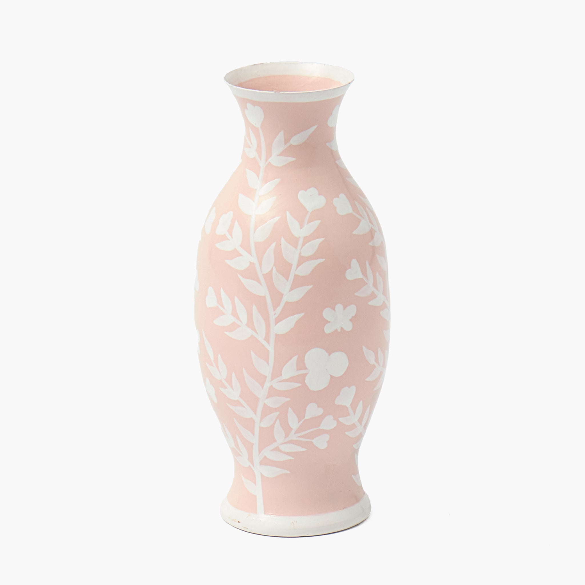 Pink Hand Painted Tole Bud Vases (Set of 3)