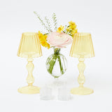 Yellow Glass Lantern Tea Light Holder (Pair) - 18cm - Mrs. Alice