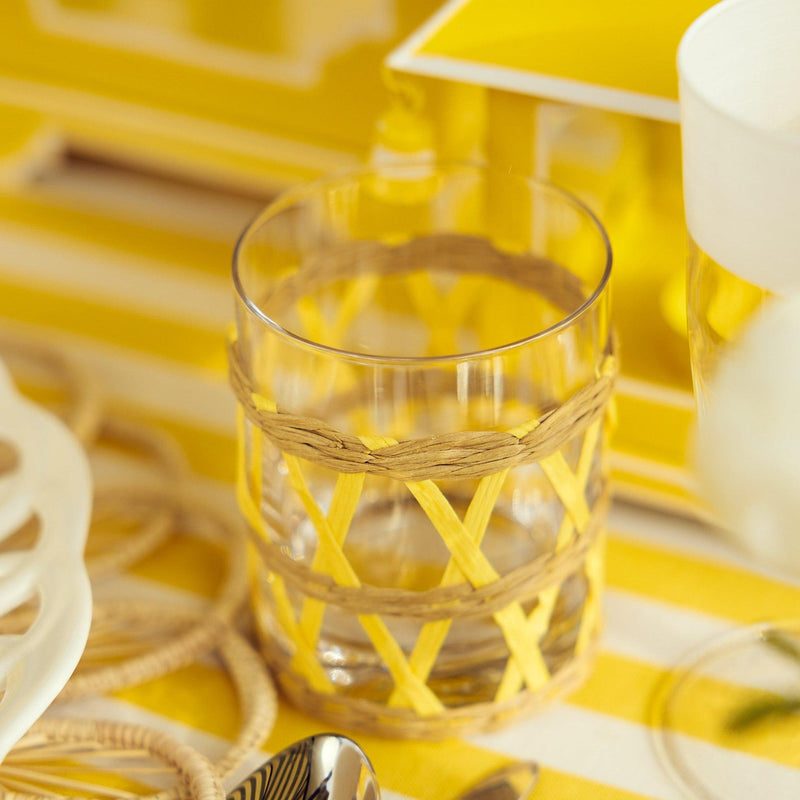 Yellow Raffia Water Glasses (Set of 6) - Mrs. Alice