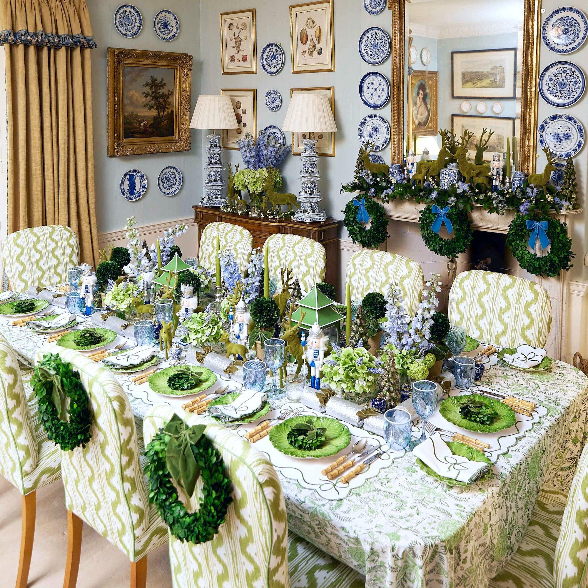 Green Flocked Reindeer (Pair) - Mrs. Alice