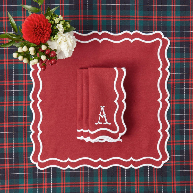 Make each holiday meal a celebration of festive charm with the Katherine Berry Red Napkins Set, a perfect choice to create a cozy and inviting Christmas dining atmosphere, with the added personalization of monogramming.