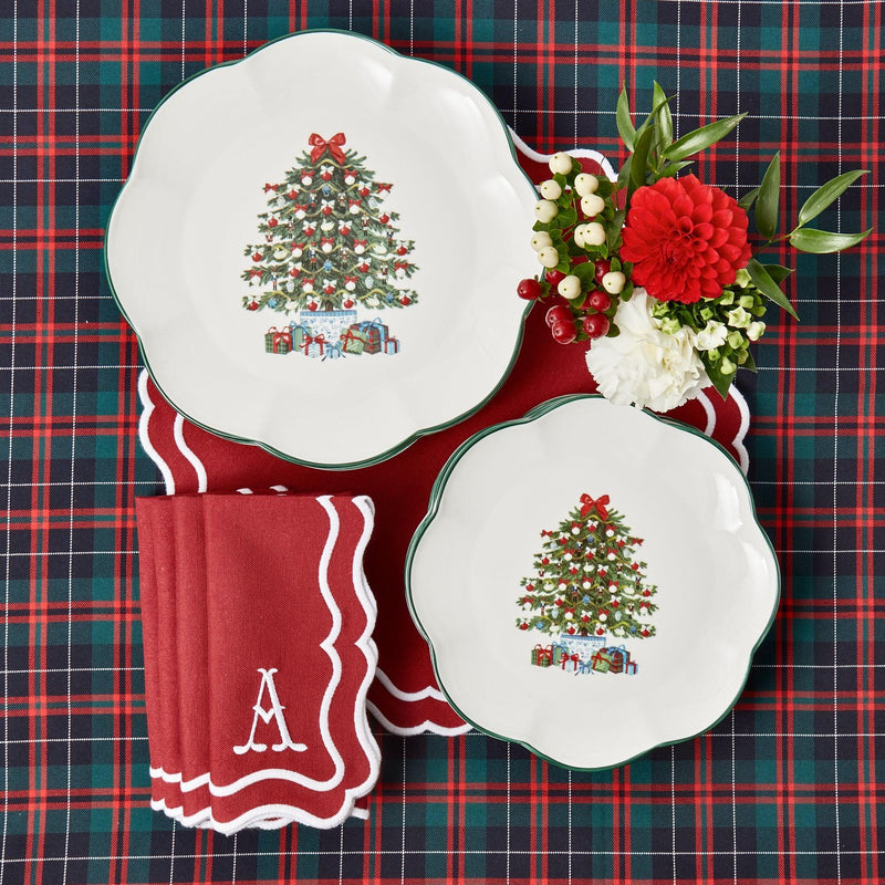 Enhance your holiday decor with the playful and delightful Katherine Berry Red Napkins Set, designed to bring a touch of tradition and whimsy to your Christmas dinners, complete with the option to monogram.
