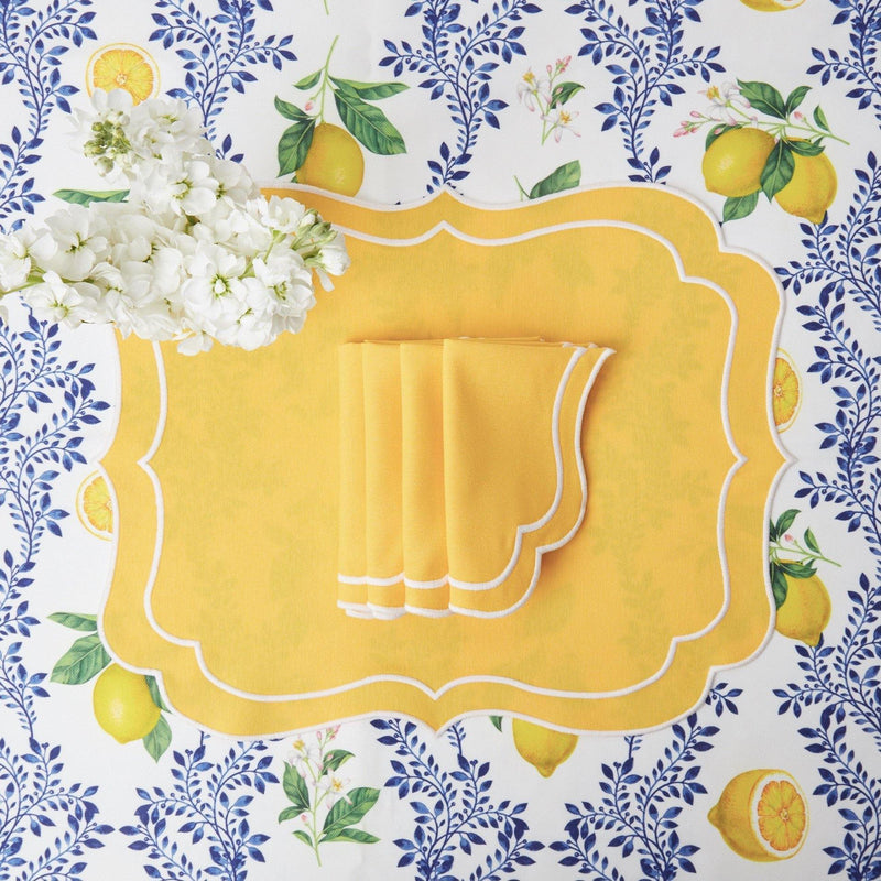 Sylvie Lemon Embroidered Placemats & Napkins (Set of 4) - Mrs. Alice