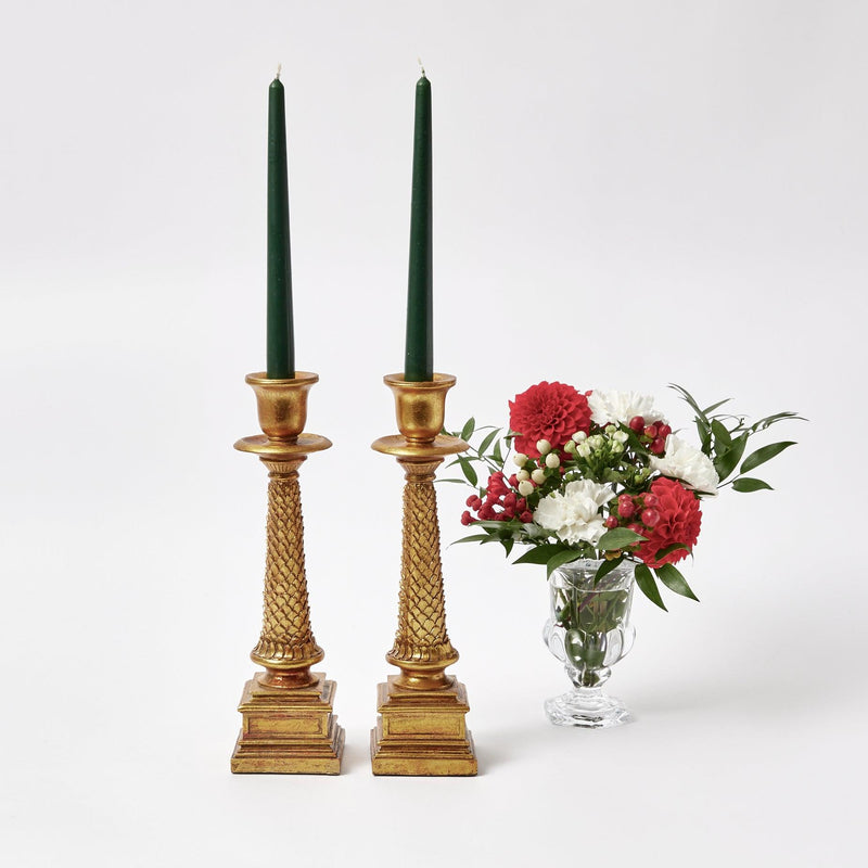 Turn your space into a haven of luxury with the Gold Allegra Candle Holder Pair, a must-have for adding a touch of opulence and classic beauty to your decor.