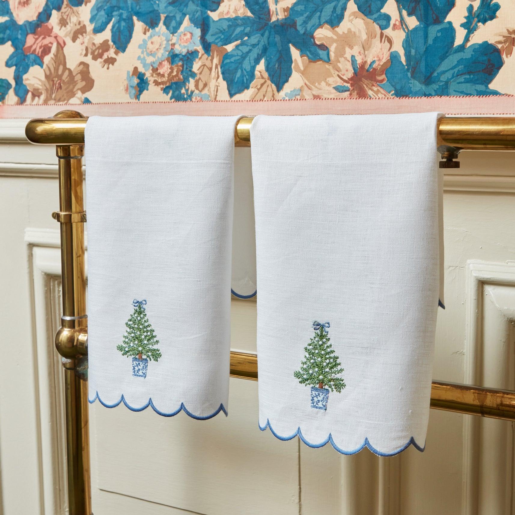 Embroidered Christmas Tree Linen Hand Towel – Mrs. Alice