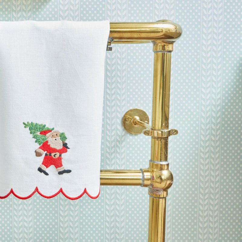 Make each holiday party a celebration of festive charm with the Embroidered Father Christmas Linen Hand Towel, a perfect choice to create a cozy and inviting Christmas atmosphere.