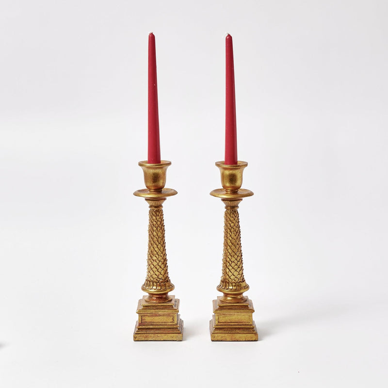 Elevate your decor with the stylish and sophisticated Gold Allegra Candle Holder Pair, a simple yet luxurious addition to your interior.
