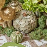 Rustic charm: Sage Green Wooden Pumpkin Family.