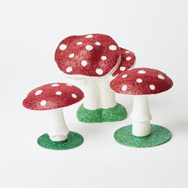 Red & Green Glitter Mushroom Trio - Mrs. Alice