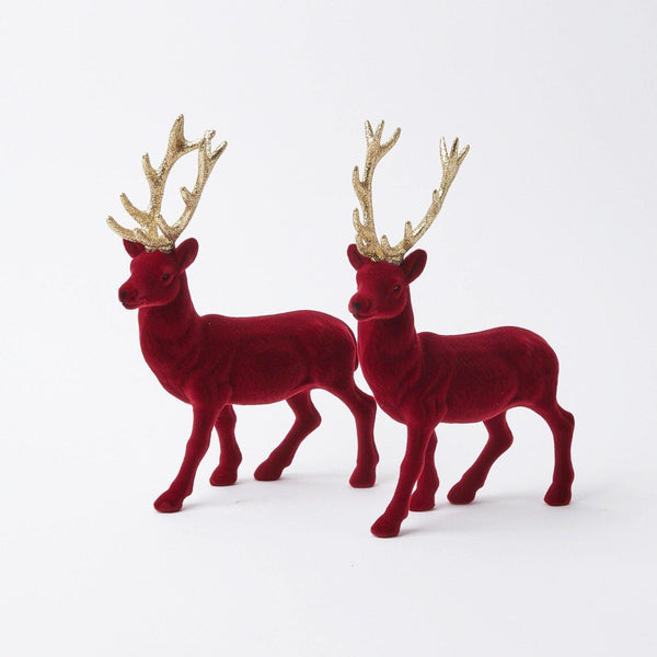 Red Deer with Gold Antlers Large Pair - Mrs. Alice