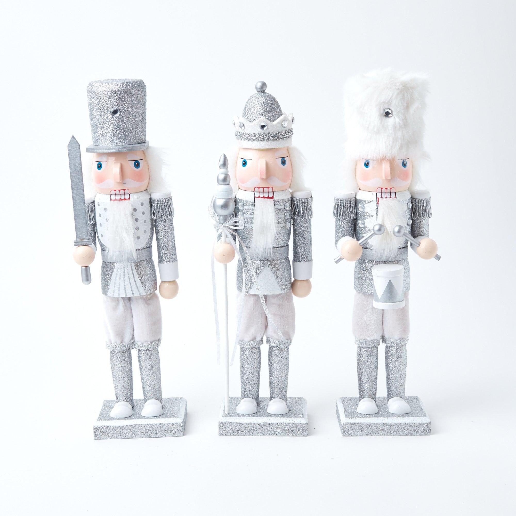 Large Silver Glitter Nutcracker Trio - Mrs. Alice