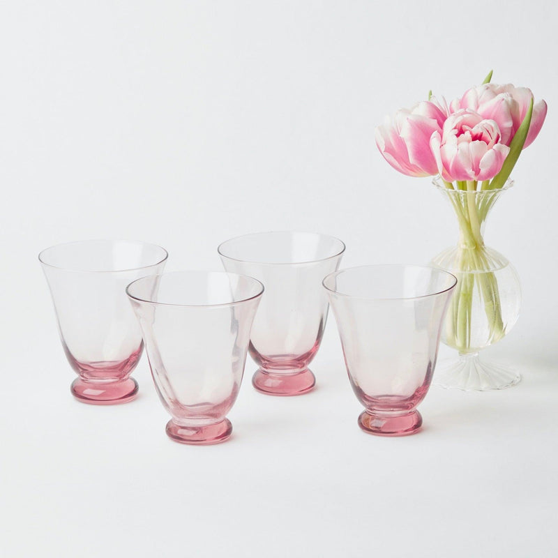 Pink Tulip Water Glasses (Set of 4) - Mrs. Alice