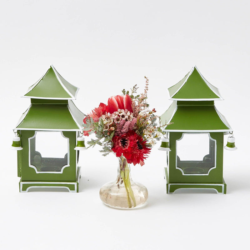 Elevate your lighting decor with the whimsical and enchanting Apple Green Mini Pagoda Lanterns - a simple yet stylish statement of vibrant delight.
