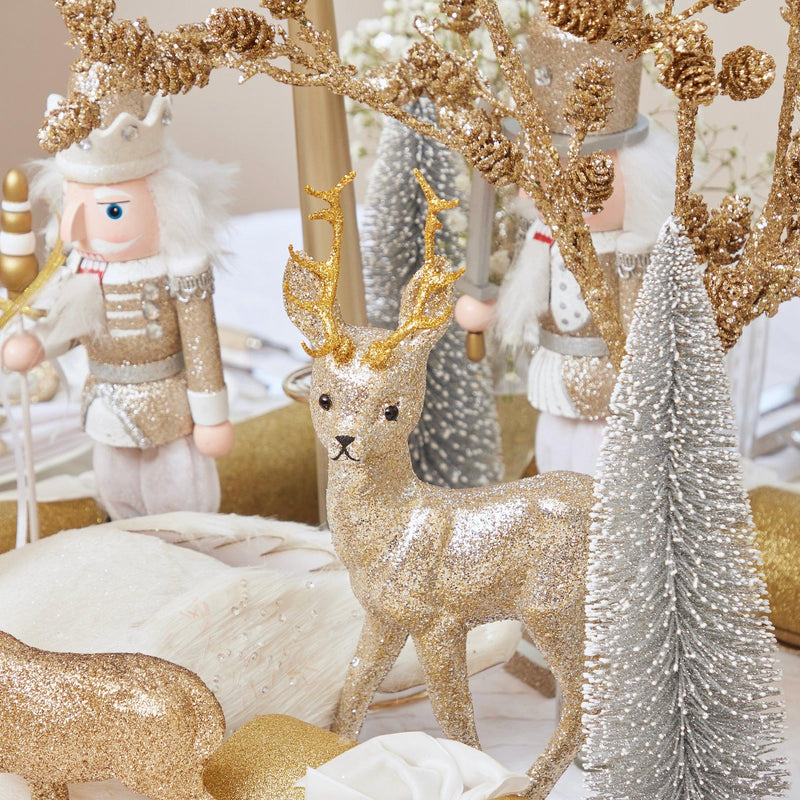 Add a touch of timeless style to your holiday decor with the Baroque Reindeer Pair.