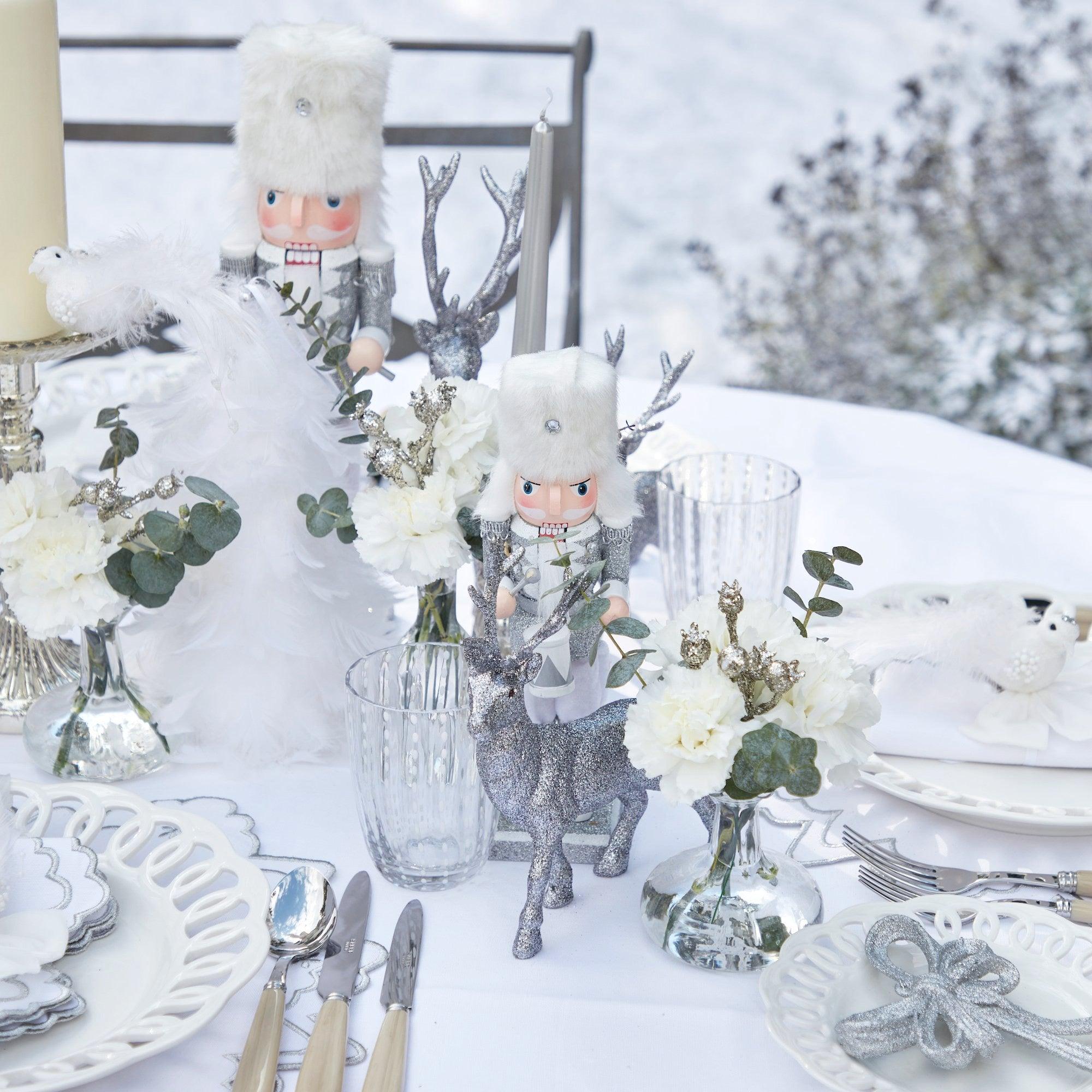 Large Silver Glitter Nutcracker Trio - Mrs. Alice