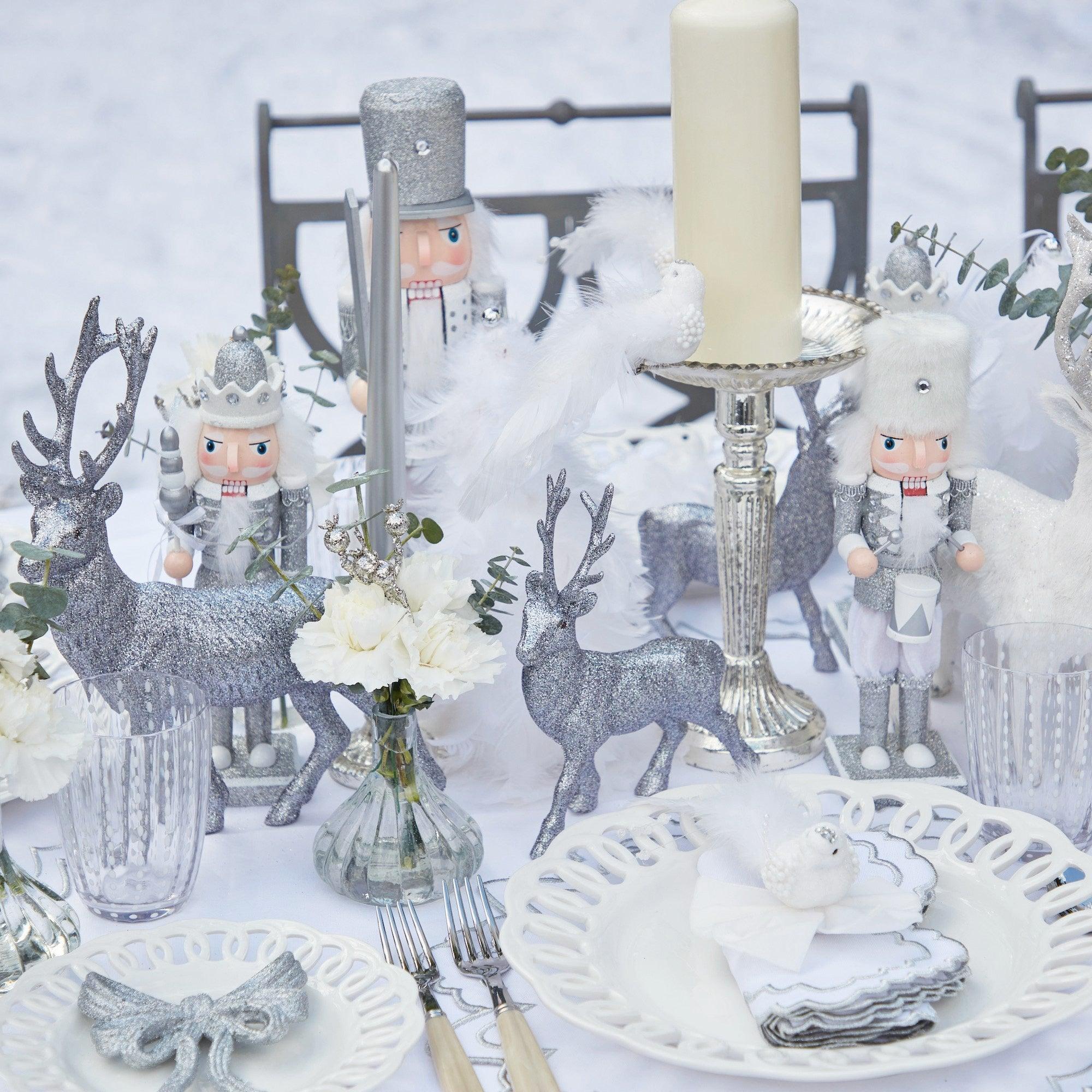 Large Silver Glitter Nutcracker Trio - Mrs. Alice