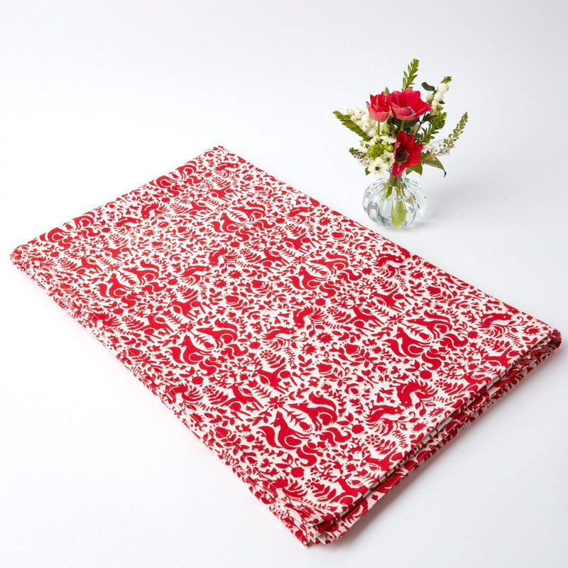 Red and White Bertrando Tablecloth - Mrs. Alice